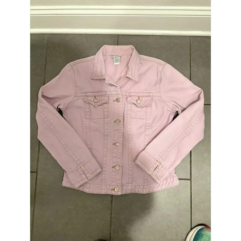VTG Cabi Pink Denim Trucker Jacket Type III Utility Jean Coat Women’s Size Small